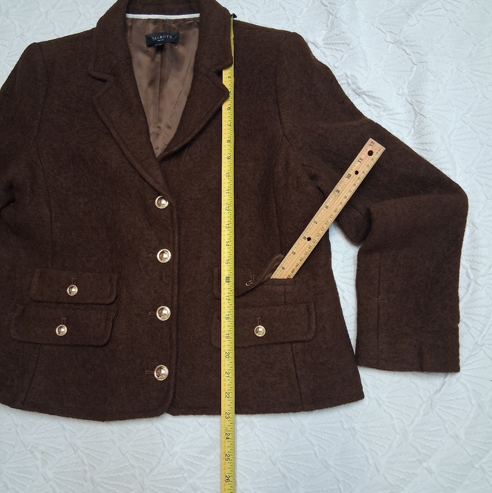 Talbots Brown Blazer with Gold Button Accents Size 12p 40% Wool - Picture 14 of 17